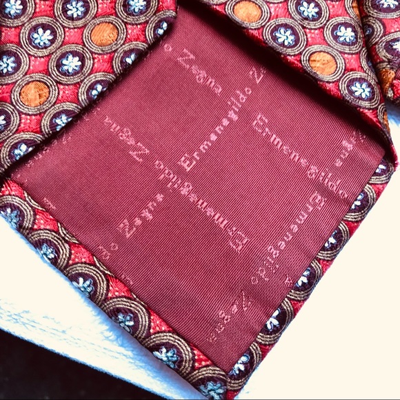 Ermenegildo Zegna silk tie fall oranges golds - Picture 6 of 7